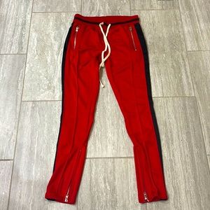 MNML track pants joggers size medium red and black